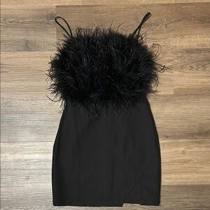 Elegant Black Feathered Dress